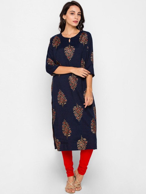 

ZOLA Women Navy Blue Ethnic Motifs Printed Kurta