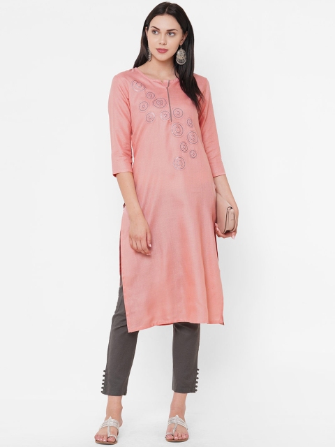 

ZOLA Women Pink Embroidered Kurta