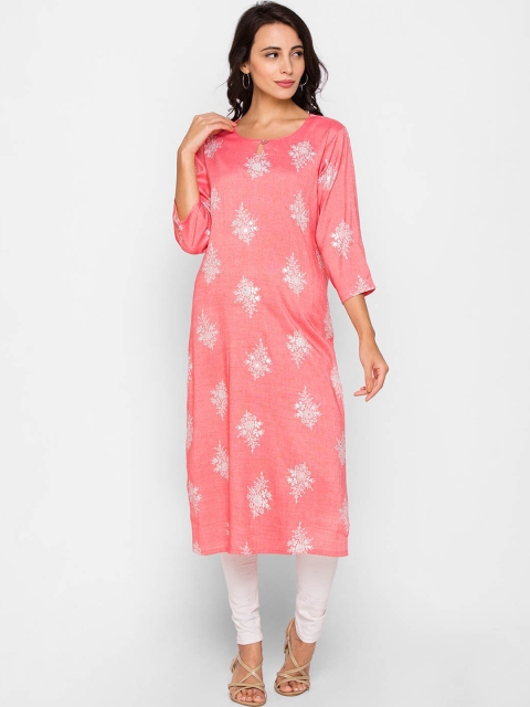 

ZOLA Women Pink & White Floral Printed Kurta