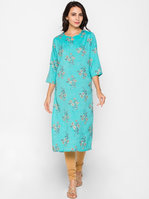 

ZOLA Women Turquoise Blue Floral Printed Kurta