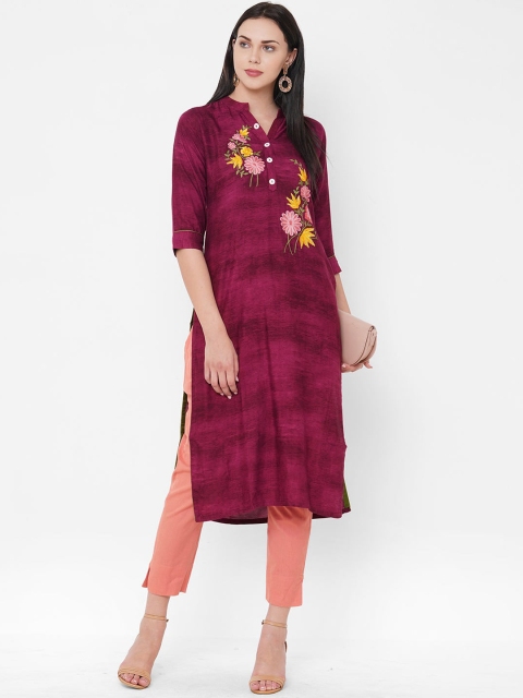 

ZOLA Women Burgundy Floral Kurta