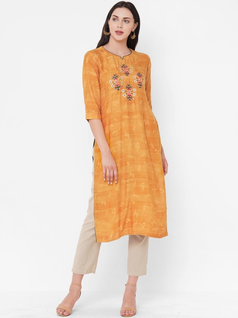 

ZOLA Women Mustard Yellow Floral Kurta