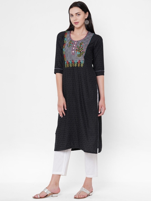 

ZOLA Women Black Floral Kurta