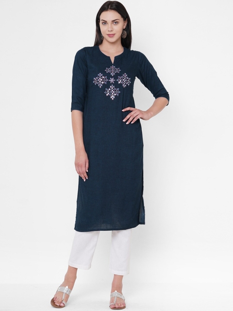 

ZOLA Women Navy Blue Geometric Kurta