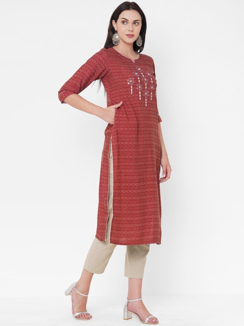 

ZOLA Women Maroon Geometric Kurta