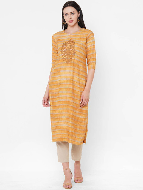 

ZOLA Women Mustard Yellow Ethnic Motifs Kurta