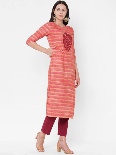 

ZOLA Women Peach-Coloured & Beige Ethnic Motifs Kurta