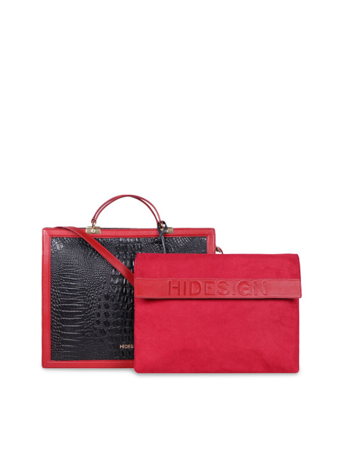 

Hidesign Black Textured Leather Swagger Satchel with Tasselled