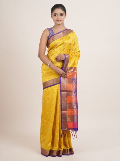 

Pothys Women Yellow & Blue Woven Designed Saree