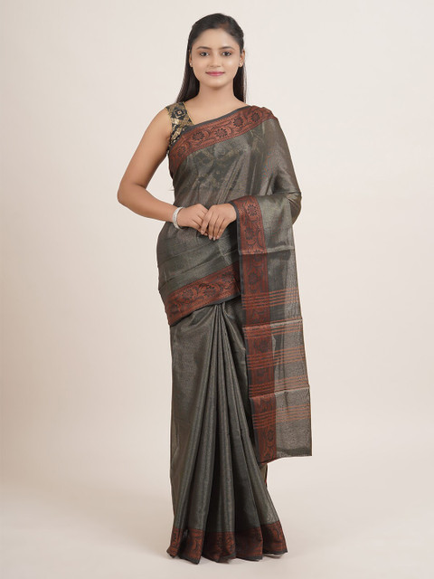 

Pothys Grey & Brown Woven Design Saree