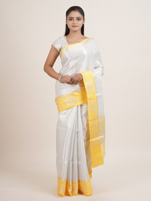 

Pothys Silver-Toned Woven Design Silk Blend Saree