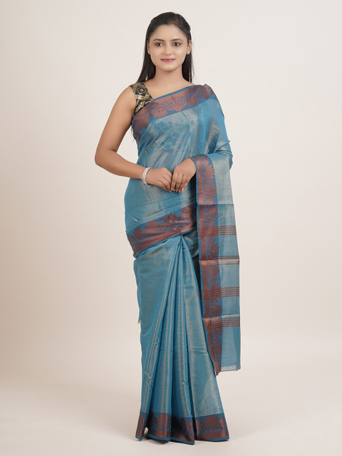 

Pothys Blue & Brown Woven Design Saree