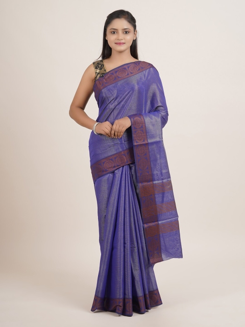 

Pothys Blue & Brown Woven Design Zari Detail Saree