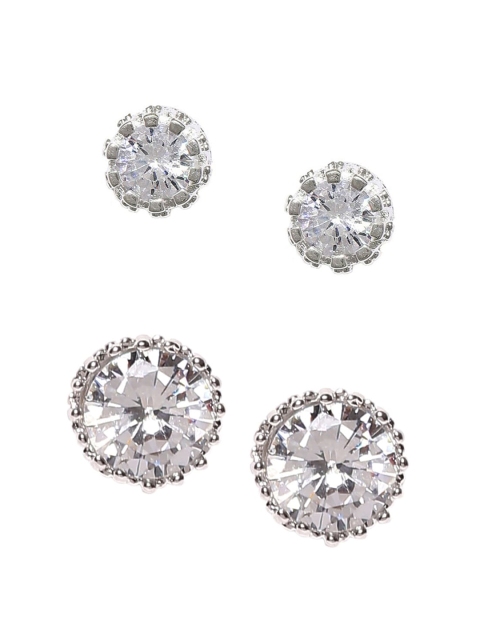 

OOMPH Silver-Toned Contemporary Studs Earrings