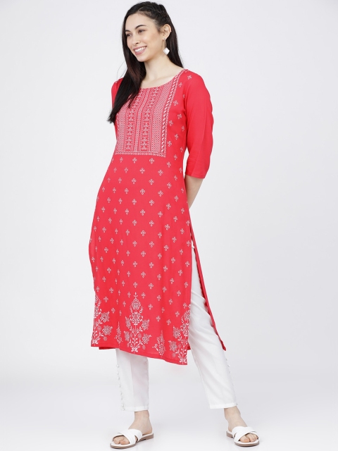 

Vishudh Women Pink Ethnic Motifs Printed Kurta