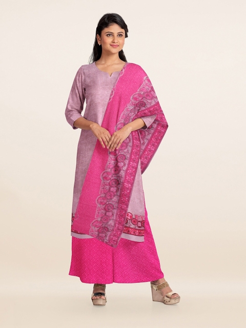 

Pothys Pink Printed Unstitched Dress Material