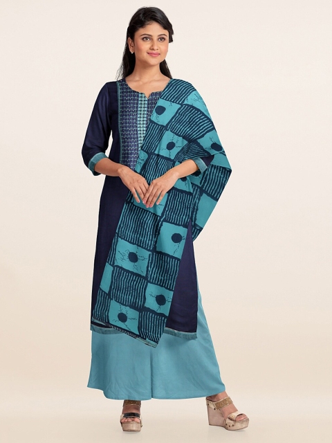 

Pothys Navy Blue Embroidered Unstitched Dress Material
