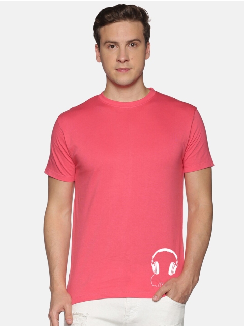 

MASH UNLIMITED Men Pink Printed Slim Fit T-shirt