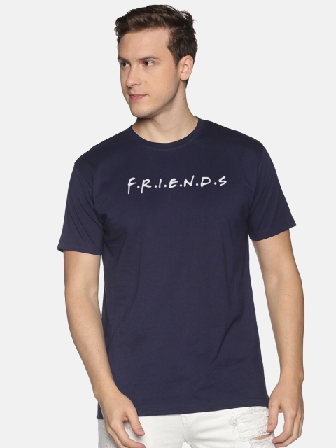 

MASH UNLIMITED Men Navy Blue Typography Printed Slim Fit T-shirt