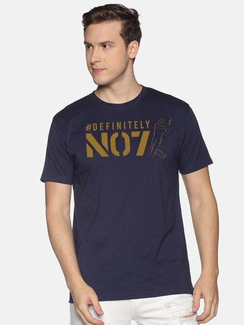 

MASH UNLIMITED Men Navy Blue Typography Printed Slim Fit T-shirt