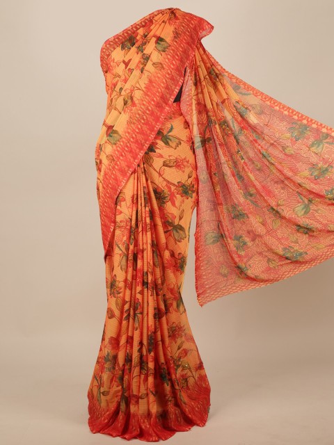 

Pothys Orange Floral Printed Saree