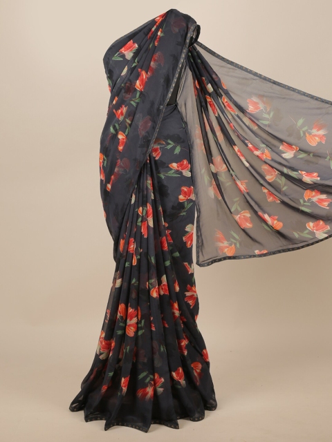 

Pothys Black & Orange Floral Saree