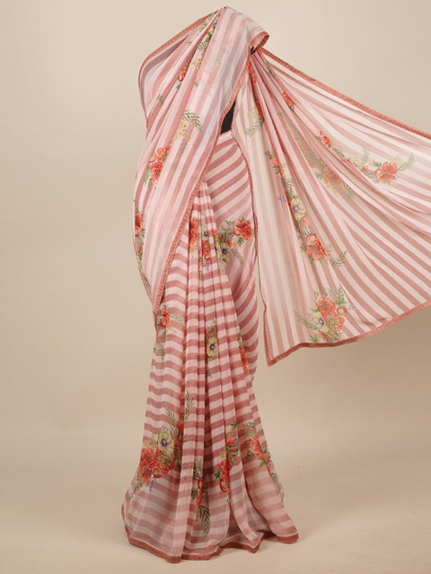 

Pothys Pink & Brown Striped Saree