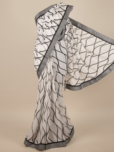 

Pothys White & Black Geometric Printed Saree