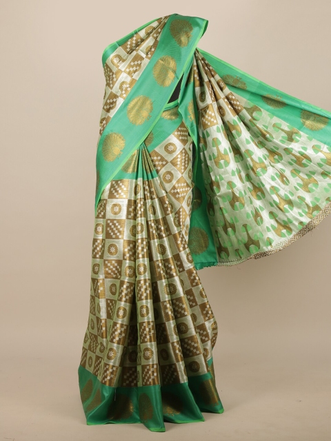 

Pothys Beige & Gold-Toned Floral Zari Jute Silk Saree