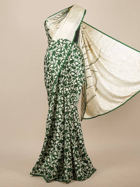

Pothys Women Green & Cream Floral Printed Saree