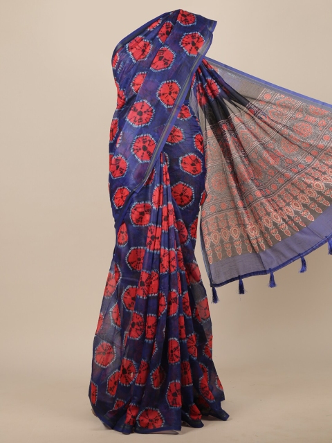 

Pothys Blue & Red Cotton Blend Saree
