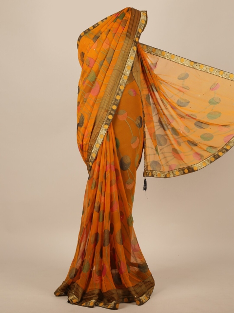 

Pothys Women Mustard & Olive Floral Printed Saree