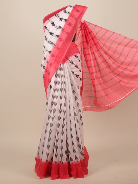 

Pothys White & Fuchsia Ethnic Motifs Saree