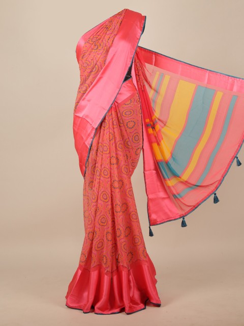 

Pothys Pink & Blue Ethnic Motifs Printed Saree