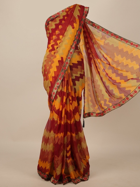 

Pothys Maroon & Yellow Printed Saree