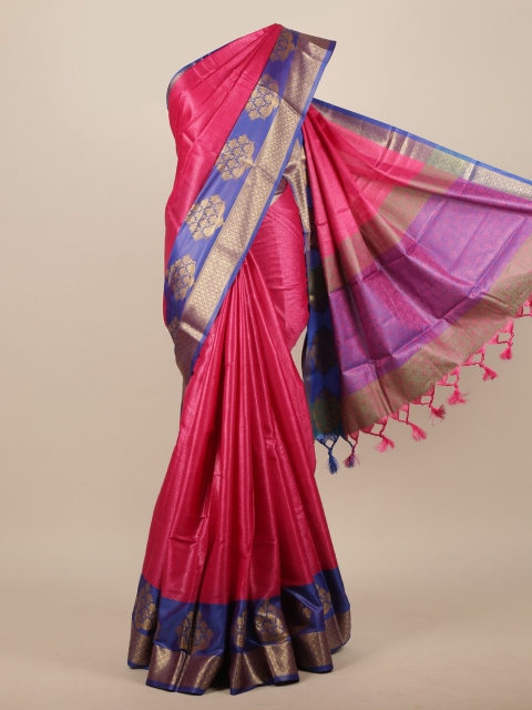 

Pothys Pink & Blue Woven Design Zari Jute Silk Saree