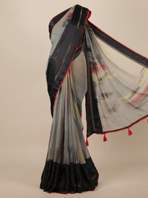 

Pothys Grey & Black Polka Dot Printed Saree