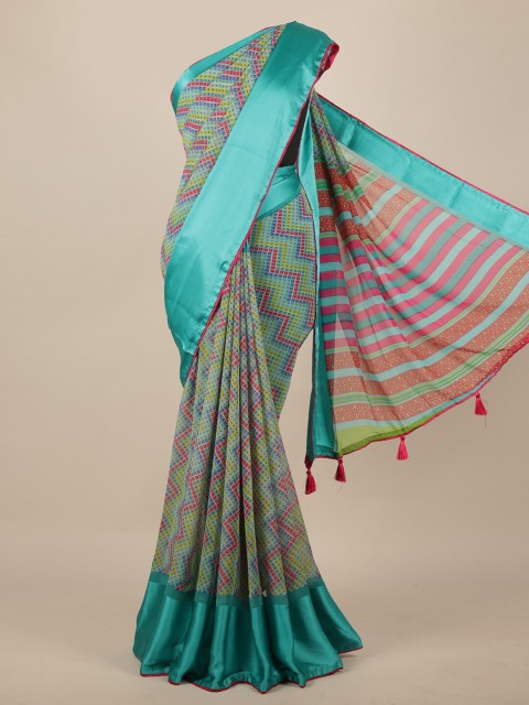 

Pothys Green & Turquoise Blue Printed Saree