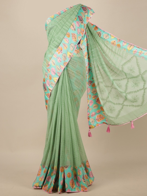 

Pothys Sea Green & Blue Floral Printed Saree