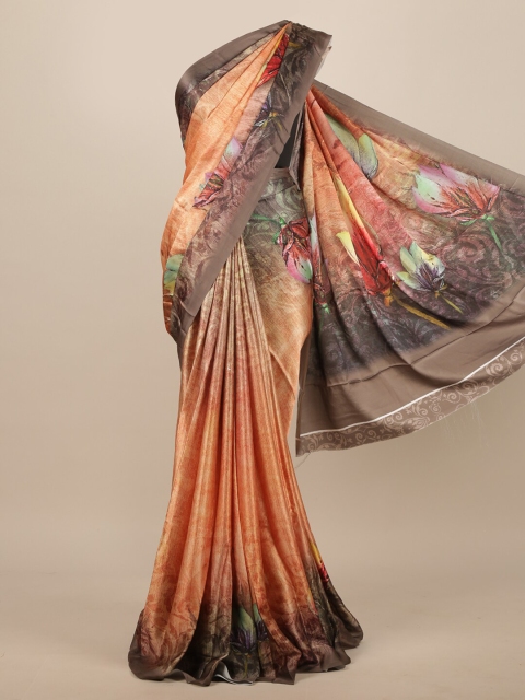 

Pothys Beige Floral Satin Saree