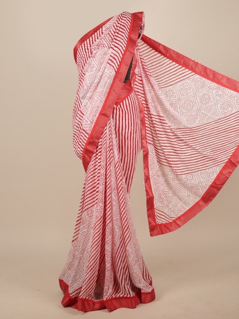 

Pothys White & Red Geometric Printed Saree