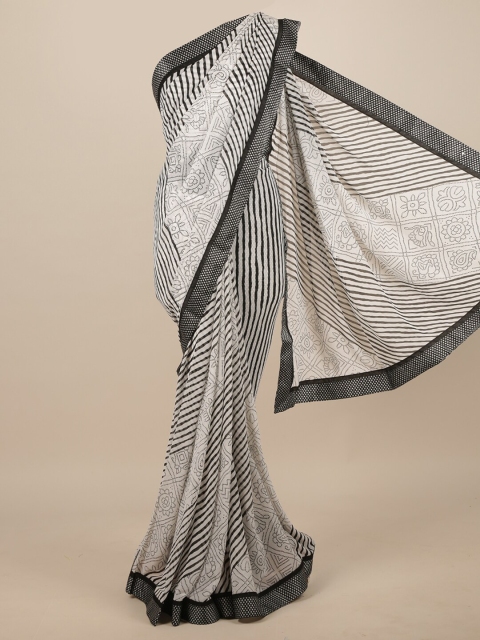 

Pothys White Printed Striped Saree