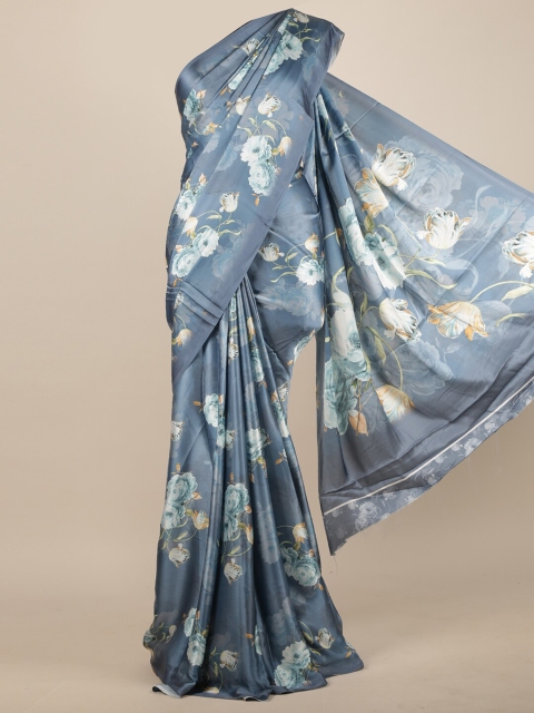 

Pothys Grey Floral Satin Saree
