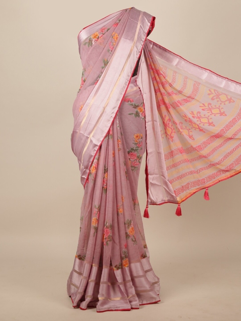 

Pothys Pink & Orange Floral Printed Saree