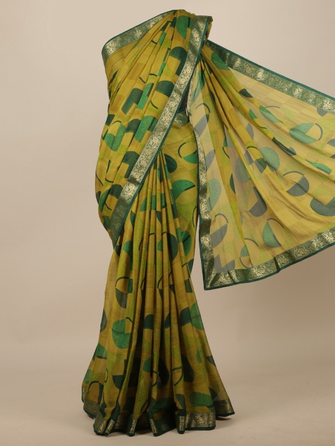 

Pothys Green Geometric Printed Saree