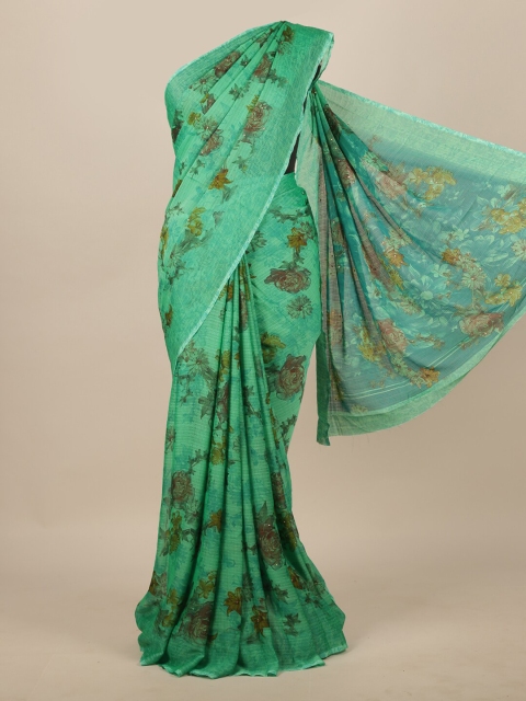 

Pothys Green & Brown Floral Printed Saree