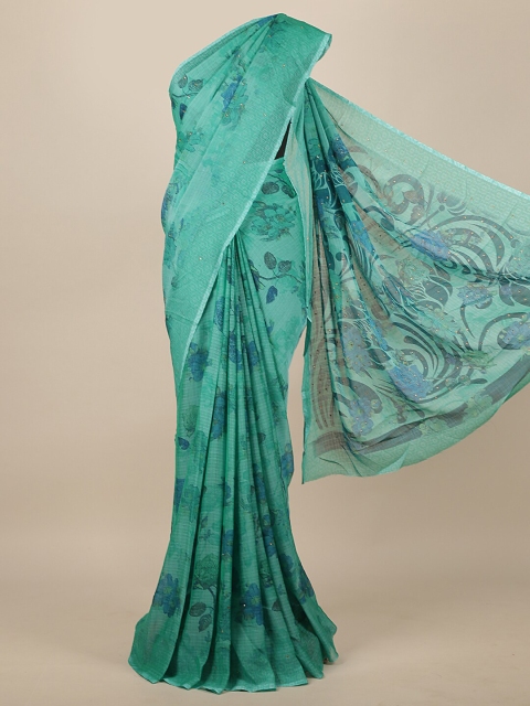 

Pothys Women Blue Floral Printed & Embellished Saree