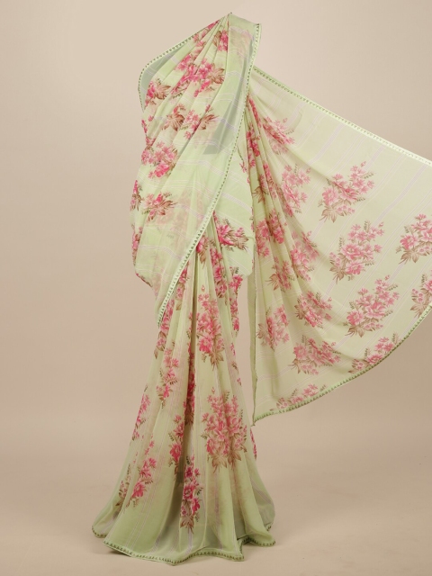 

Pothys Sea Green & Pink Floral Printed Saree