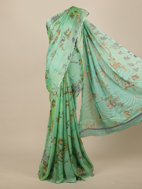 

Pothys Green & Yellow Floral Printed Saree