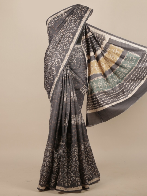 

Pothys Women Grey Batik Printed Saree